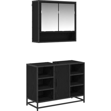 Maison Exclusive - Badezimmermöbel-Set 2 pcs Schwarz Eichen-Optik