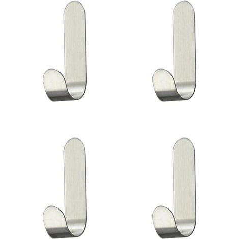 4 Stück selbstklebende Edelstahlhaken für Handtücher, Schlüssel, Haushalt, Küche, Badezimmer, rostfrei und (1/5)
