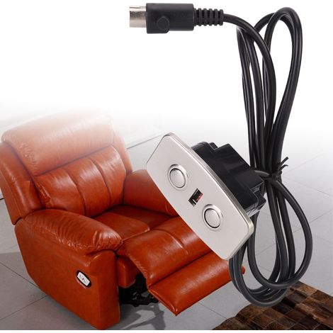 Fernbedienung für elektrischen Relaxsessel mit 2 Tasten und zwei USB-Anschlüssen (1/5)