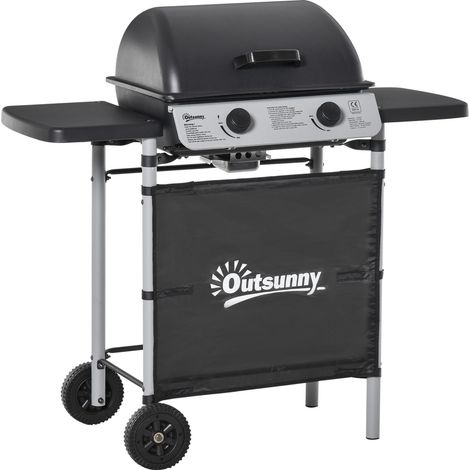Barbecue à gaz avec couvercle, brûleur de 5,6 kW, sur roulettes, dimensions : 104 x 49 x 99 cm, idéal pour le camping, les pique-niques et les repas en plein air (1/5)
