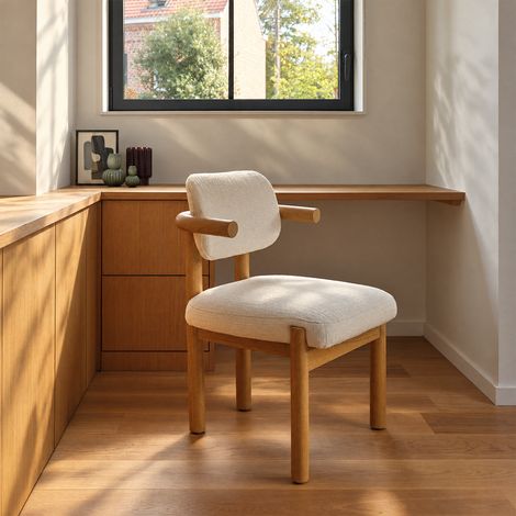Chaise en mindi massif et tissu texturé (1/5)