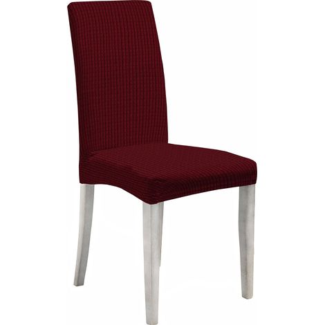 Set 2 Coprisedie con Schienale Elasticizzati in Poliestere Leslie Bordeaux (1/2)