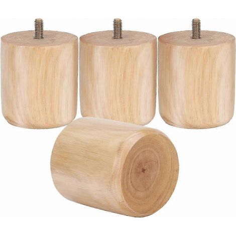 Pieds de meubles en bois massif remplaçables, pieds cylindriques de rechange de 65 x 70 mm, avec boulons de levage, adaptés aux canapés et aux tables. (1/5)