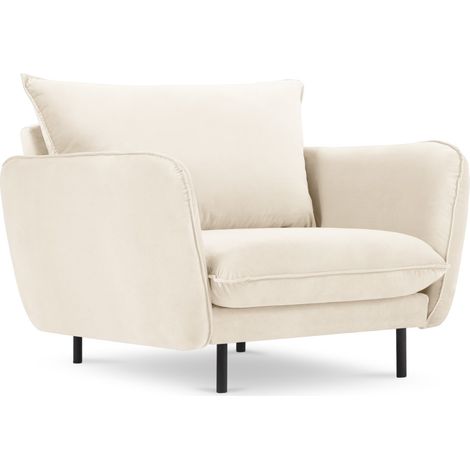 Fauteuil en velours beige clair (1/5)