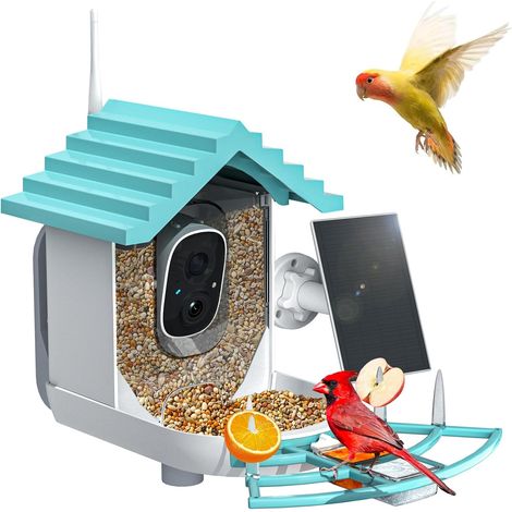 Mangiatoia intelligente per uccelli con telecamera, alimentata a energia solare e dotata di riconoscimento degli uccelli tramite IA. Questa mangiatoia per uccelli è adatta per l'uso esterno e offre (1/5)