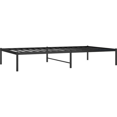 Cadre de lit métal sans matelas noir 100x190 cm (1/5)