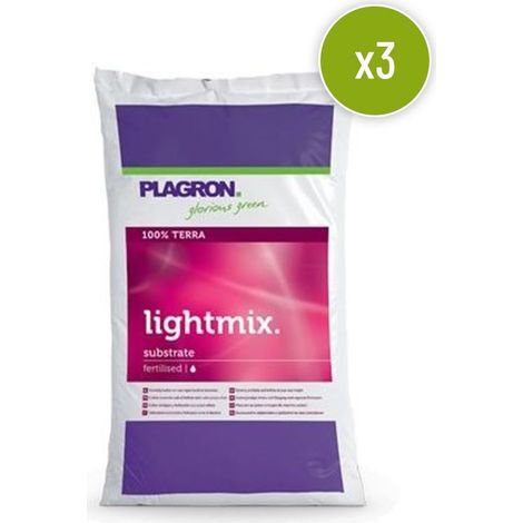 Lot de 3 sacs de terreaux PLAGRON LIGHT-MIX 50L