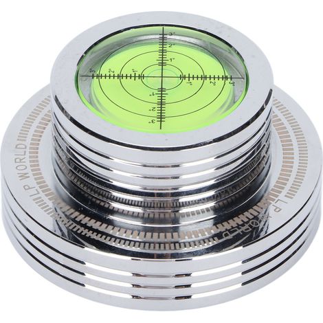 Disque de stabilisation pour tourne-disque avec niveau à bulle et serre-disque, compatible 50Hz, finition argentée (1/5)