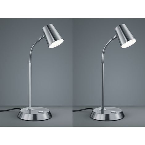 Flexible LED Schreibtischlampe 2er Set in Silber matt dimmbar (1/5)
