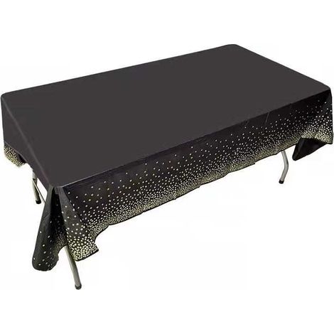 Tovaglia nera metallizzata con pois dorati per feste, 137x274 cm (1/2)
