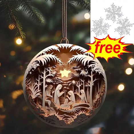 Guirlande De Noël - Pendeloque En Métal Ronde Pour Arbre De Noël Décoration Intérieure Extérieure Voiture Bureau - 1 Pièce (1/4)