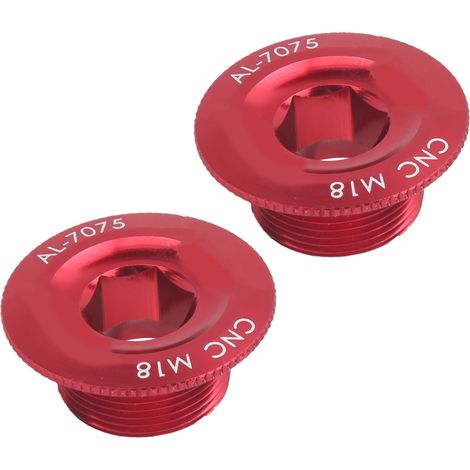 2 pièces Capuchon de vis de couvercle de manivelle M18 pour vélo, étanche à la poussière et à l'eau, en alliage d'aluminium, pour pédalier intégré creux Prowheel, rouge (1/5)