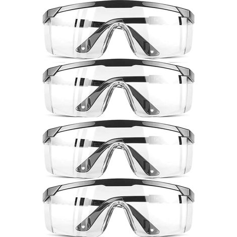 4 PCS Lunettes De Protection Anti-Buée et UV Lunettes et Anti-Rayures pour Les lieux de Travail, Construction, Bricolage, Laboratoire, Soudage, Chimie, Usage Personnel Confortables à Porter (1/5)