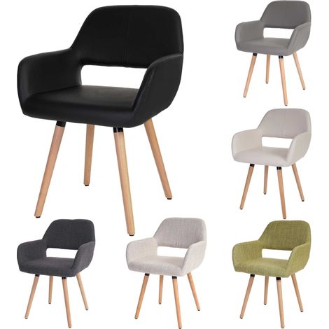 Chaise de salle à manger HWC-A50 II, style rétro années 50 - similicuir, imitation daim, pieds foncés (1/5)