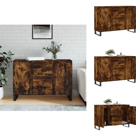 Buffet chêne fumé 104x35x70 cm bois d'ingénierie - Buffet - Armoire - Meuble De Rangement - Commode - Mobilier (1/5)