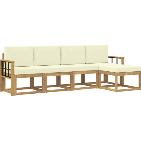 Outdoor-Sofagarnitur mit Kissen 5 pcs Weiß und Creme vidaXL