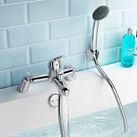 Eco Mitigeur bain/douche avec kit, cascade de salle de bain et mitigeur de baignoire 35 mm, chromé (1/5)