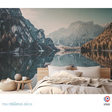 Papier peint : Lac et hautes montagnes - Intissé - L.200 x H.280 cm - Marron (1/3)