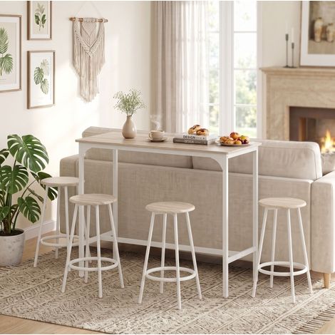 Set tavolo bar 5 pezzi per 4 persone, 110 x 50 x 89,5 cm, effetto rovere DESVIAE (1/5)