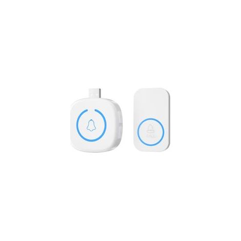 Sonnette sans Fil Exterieur Etanche 300 Mètres, IP44 Étanche Carillon Electronique, Kit de Carillon avec Récepteurs Enfichables, 60 Mélodies au 5 Niveaux Volumes pour Maison au Bureau, Blanc