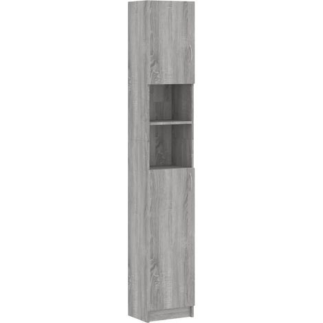 Armario de baño alto y flexible 32 x 25,5 x 190 cm madera de ingeniería gris 020048184 (1/5)