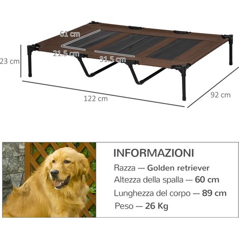 Grand panier pour chien (supporte jusqu'à 50 kg), en métal et tissu Oxford, 122 x 92 x 23 cm, marron (1/5)