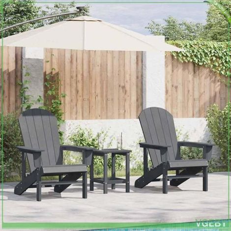 Mobilier de jardin - Chaise Adirondack - Gris clair - Polyéthylène anti-UV - 2 places (1/5)