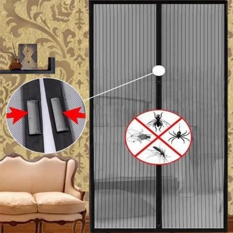 Zanzariera – Senza marca – Tenda magnetica per porta – 120 x 220 cm – Protezione dalle zanzare – Nera (1/5)