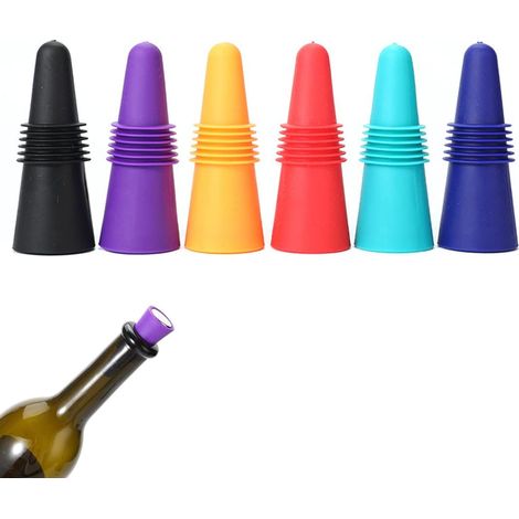 Weinstopper-Set, 6er-Pack, wiederverwendbarer Silikon-Getränkeflaschenverschluss (1/5)