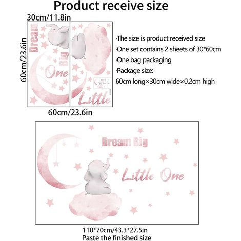 sticker Lphant Chambre Bebe Autocollant Mural Citations Lune Etoile Grise Amovible Deco Stickers Enfant Decoration (1/4)