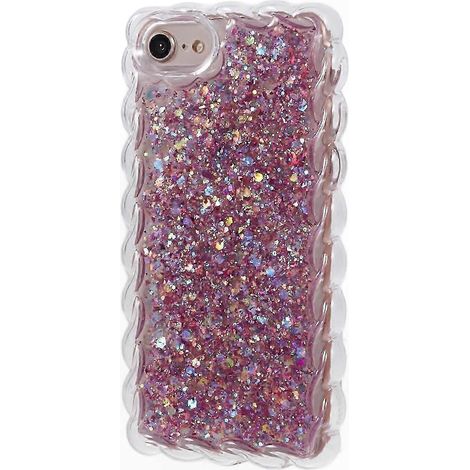 Glitzernde Handyhülle aus Epoxidharz für iPhone 7/8/SE 2020/SE 2022, glänzende Schutzhülle, Goldfinish, stoßfest, 3D-Modell, modisches Accessoire. (1/5)