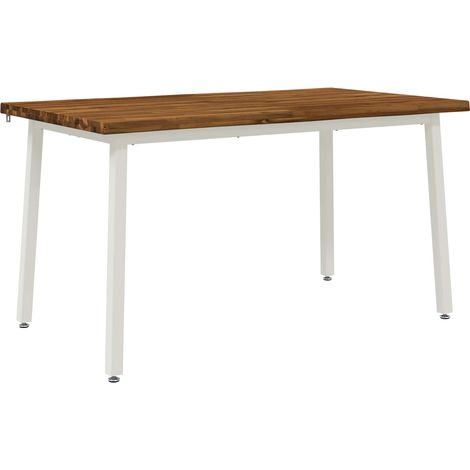 140 x 80 x 75 cm Bois d'Acacia Massif Naturel et Blanc vidaXL