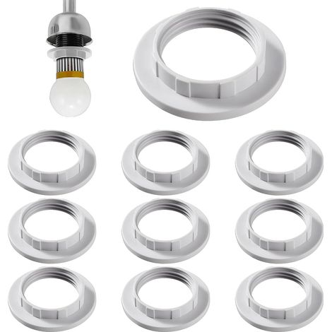 10 Pcs E14 Screw Lamp Shade Ring Lamp Shade Converter Ring Reducer Ring for Lampshade for Bedside Table Desk Floor Lamps, White (1/5)