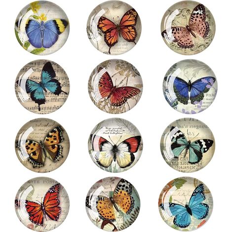 12er-Pack Schmetterlings-Kühlschrankmagnete, 3D-Glas, Pinnwandmagnete, Büromagnete, Vintage-Schmetterlings-Kühlschrankmagnete (1/2)