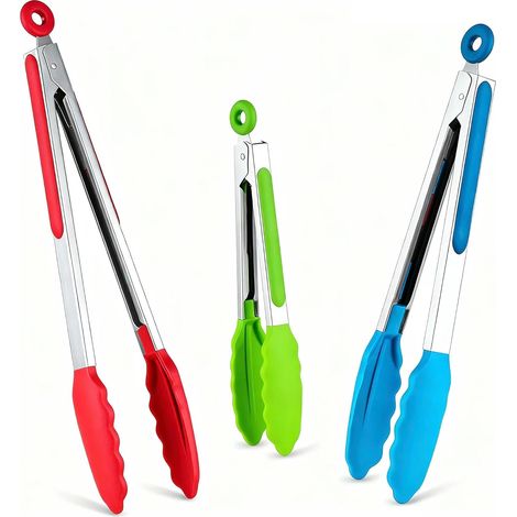 Silicone Kitchen Tongs Set, Stainless Steel Kitchen Tongs with Silicone (1/5)