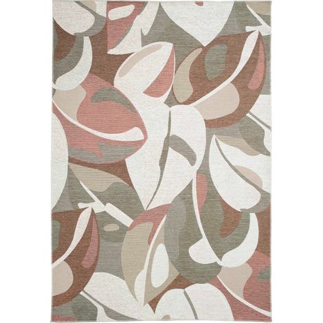 ANNE LEAVES - Tapis moderne tissé plat vert multicolore 160x230