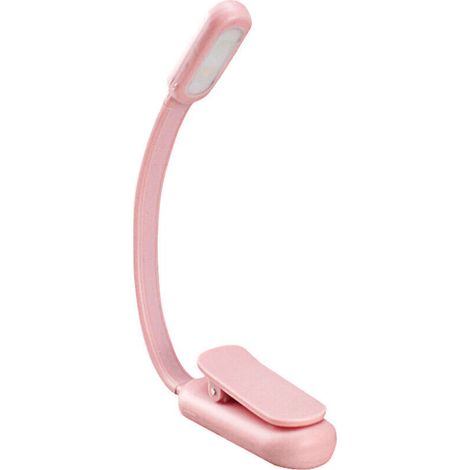 Mini-Leselampe, tragbare Tischklemme, ideal zum Lesen im Bett, 3 Leuchtmodi – rosa