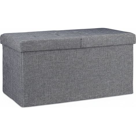 Banco con espacio de almacenamiento acolchado y plegable con tapa abatible gris 130000373 (1/4)