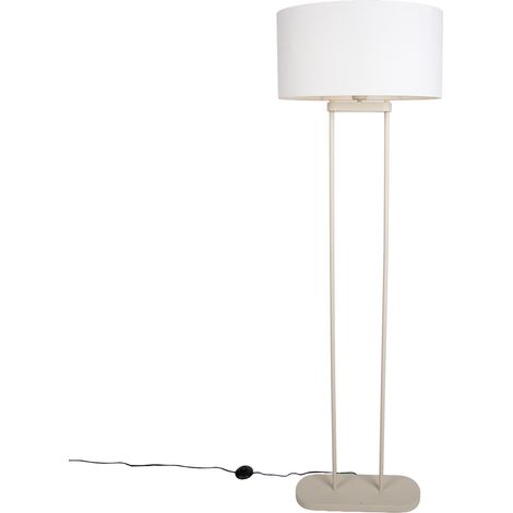 QAZQA Beige Stehleuchte mit ovalem Lampenschirm aus Leinen in