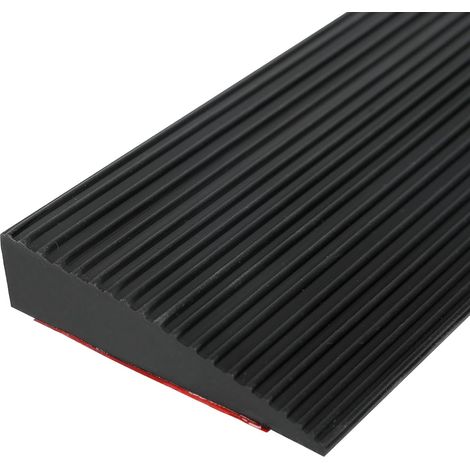 Profil de transition 90 x 8 cm, bande pour seuils de porte, profil de transition auto-adhésif, inclinaison intérieure au-dessus de la hauteur : 1-3 cm, pour sol (noir, 90 x 8 x 2,5 cm) (1/5)