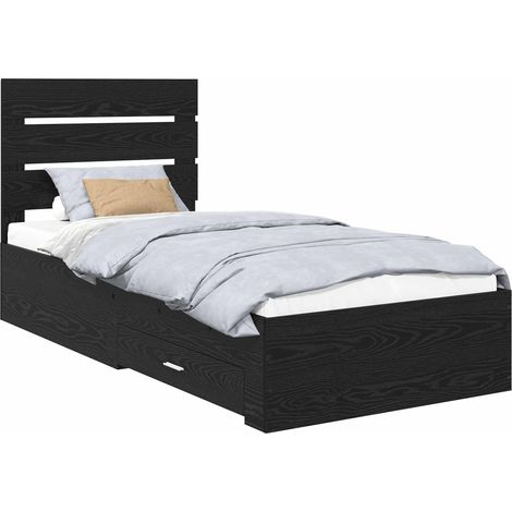 Bettrahmen Schwarz Eichen-Optik 90 x 200 cm Holzwerkstoff vidaXL