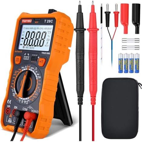 Professional digital multimeter, manual range, True RMS, 6000 count voltmeter, measures AC/DC voltage, resistance, diodes, continuity, capacitance and temperature - (1/5)