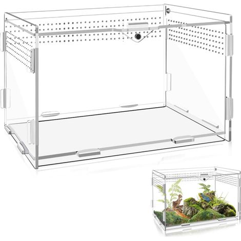 Terrarium acrylique transparent pour reptiles et insectes - Boîtier pour araignées, lézards, grenouilles, scarabées et autres insectes (1/5)