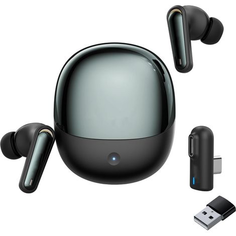 Wireless Gaming Headphones, Dual Mode 2.4GHz Low Latency Bluetooth with Microphone ENC, USB C Dongle for Tablet, Phone, PC, Gaming Console (Black) (1/5)