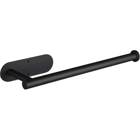 Lntyq Porte-essuie-tout - Noir, rouleaux d'essuie-tout - pour cuisine, papier en vrac - autocollant sous armoire, acier inoxydable (1/4)