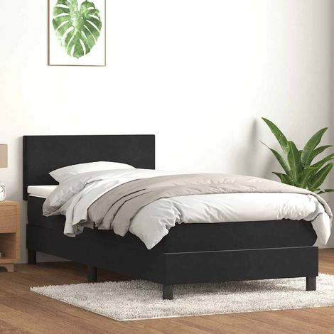 Boxspringbett mit Matratze Schwarz 80x220 cm Samt
