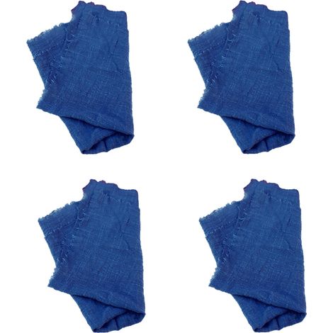 Lot de 4 serviettes de table carrées en coton et lin à franges, style rustique, idéales pour les dîners, mariages et fêtes (42 x 42 cm). (1/5)