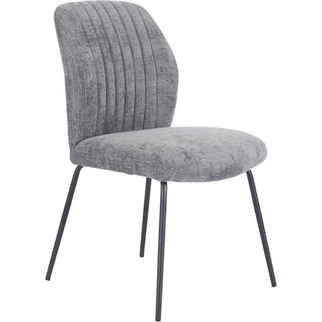 Home Heavenly® Pack 2 sillas comedor NALON, tapizadas con respaldo a rayas y patas negras, diseño moderno, 61x47x89 cm. Color: Gris Oscuro (1/5)