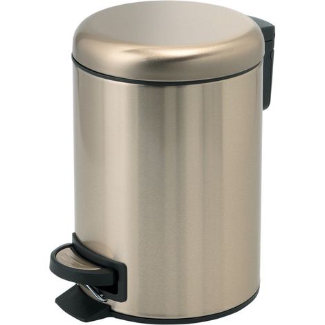 Pattumiera Bagno Rotonda Apertura A Pedale Da 5 Litri Oro Soft-Close Acciaio Inox Papaya
