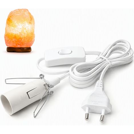 E14 Câbles pour Lampe de Sel avec Interrupteur et Douille, Cordon 1,8 m Isolation PVC pour Lampe de Sel de Table, Prise FR et EU, Installation Facile et Sécurisée pour E14 (1/5)